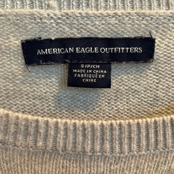 American Eagle Bell-Sleeve Cold-Shoulder Sweater Light Gray Small - Picture 5 of 7